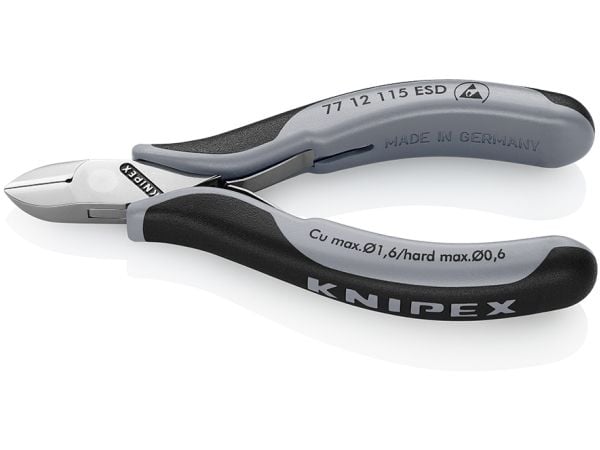 Knipex 77 12 115, Diagonal tang, 1,1 cm, 7,5 mm, 1,4 cm, Stål, Plast