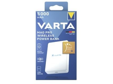 Varta Portable Power - Trådløs nødlader - Mag Pro - Li-pol - 5000 mAh - 18.5 Wh - 12 watt - 2.4 A - PD (USB-C)