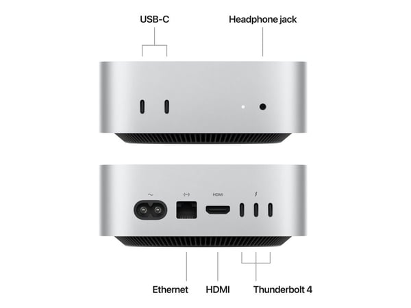 Apple Mac mini - M4 - RAM 16 GB - SSD 512 GB - Apple M4 10-core - Gigabit Ethernet, IEEE 802.11ax (Wi-Fi 6E), Bluetooth 5.3 - macOS Sequoia 15.0 - ...