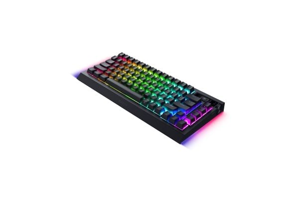 Razer BlackWidow V4 Pro - Tastatur - 75% - med OLED display, roterende koder - bakgrunnsbelyst - trådløs - USB-C, 2.4 GHz, Bluetooth 5.1 - QWERTY -...