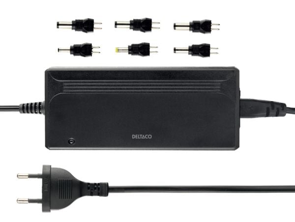 DELTACO - Verkkolaitesovitin - 5-15V DC, 3A, 6 kärkiä - AC 100-240 V - 36 Watt - musta