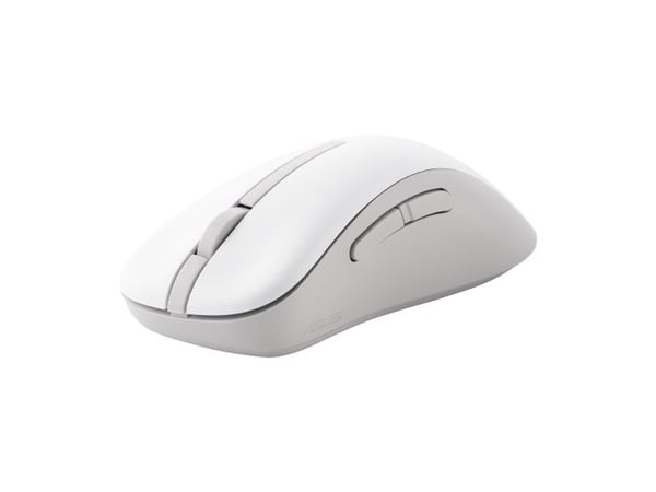ASUS MD102 - Mus - ergonomisk - optisk - 5 knapper - trådløs - Bluetooth, 2.4 GHz - USB trådløs mottaker - hvit