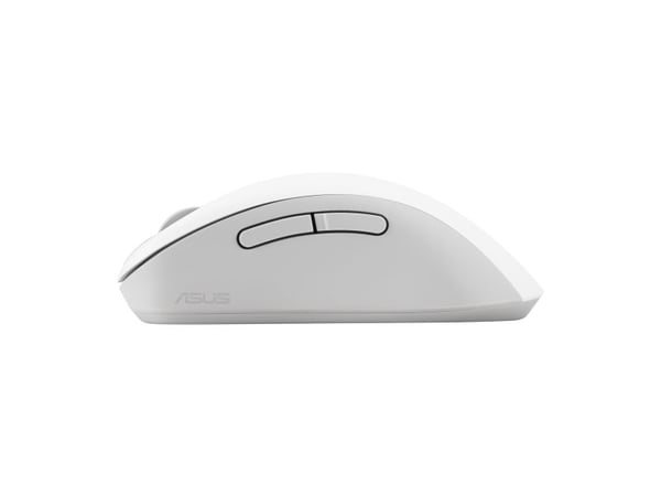 ASUS MD102 - Mus - ergonomisk - optisk - 5 knapper - trådløs - Bluetooth, 2.4 GHz - USB trådløs mottaker - hvit