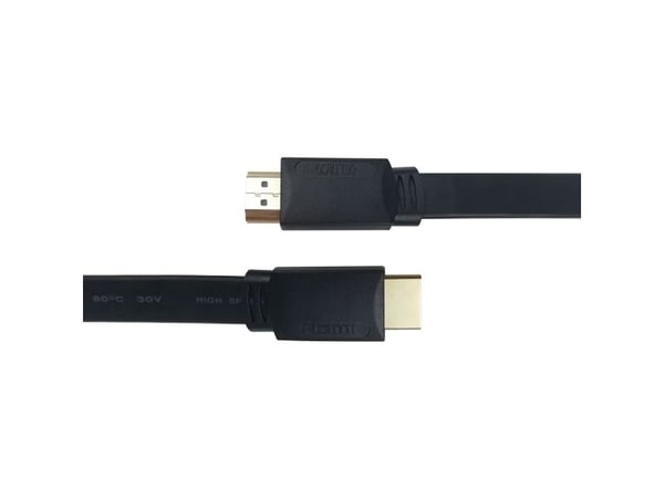 DELTACO - High Speed - HDMI-kabel med Ethernet - HDMI hann til HDMI hann - 3 m - svart - flat, 4 K 30 Hz (3840 x 2160) støtte