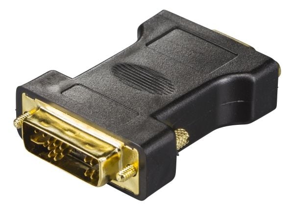 DELTACO - Video adapter - DVI-A (hann) til 15 pin VGA (hunn) - passiv, analog, 1080p-støtte - svart