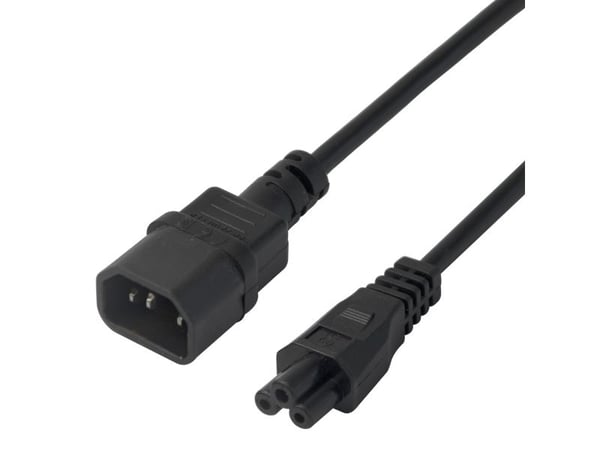 Deltaco Power cable IEC C14 - IEC C5, 3m, black, 3 m, IEC C14, IEC C5