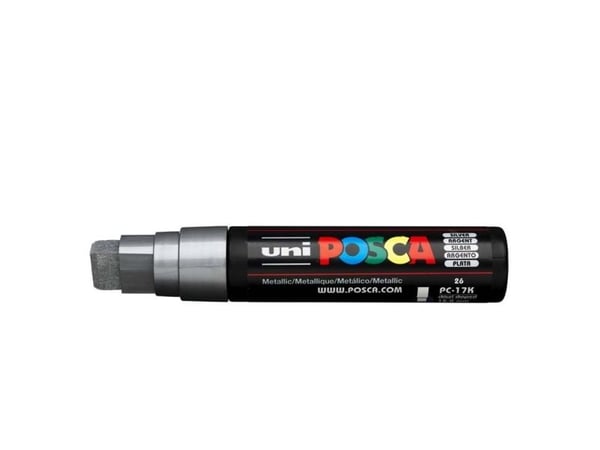 Paintmarker, Uni Posca, PC-17K, 15MM Rund spids, silver, permanent - (5 stk.)