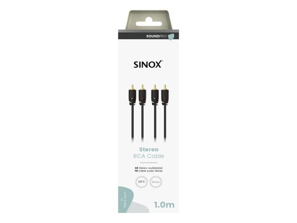 Sinox SXA04201, 2 x RCA, Hankjønn, 2 x RCA, Hankjønn, 1 m, Svart