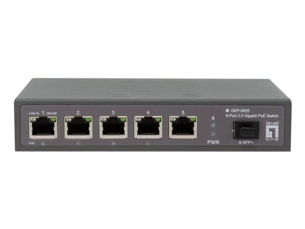 LevelOne GEP-0625, Uhåndtert, 2.5G Ethernet (100/1000/2500), Full tosidig, Strøm over Ethernet (PoE)