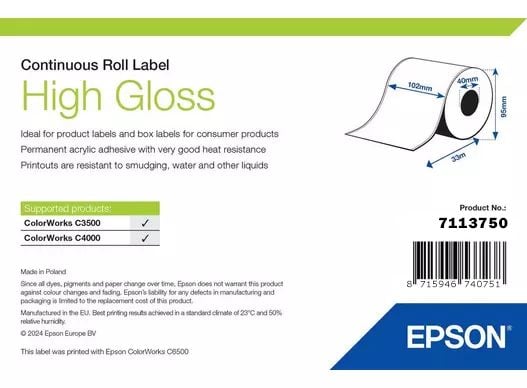 Epson - Högblank - Rulle (10,2 cm x 33 m) 1 rulle (rullar) löpande etiketter - för ColorWorks CW-C4000, TM-C3500