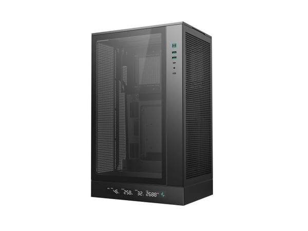 DeepCool CH270 DIGITAL - MT - micro ATX - sidepanel med vindu (herdet glass) - ingen strømforsyning (ATX / PS/2) - svart - USB/lyd