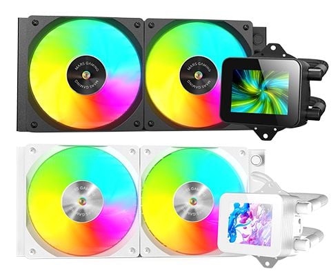 Mars Gaming MLVISION240W, Alt-i-ett væskekjøler, 12 cm, 800 RPM, 2300 RPM, 27,2 sone, Sort
