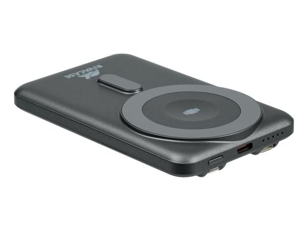 Rivacase VA2607, 5000 mAh, Lithium Polymer (LiPo), Trådløs lading, 3,7 V, 22,5 W, Sort, Grå