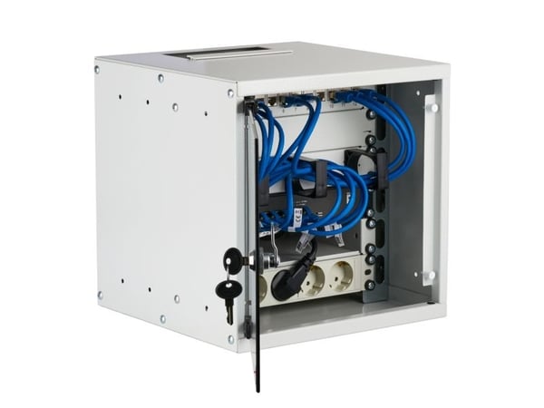 EFB Elektronik WGB-1006GR.30-SET1, Veggmonterbar hylle, 6U, 30 kg, Nøkkellås, Grå