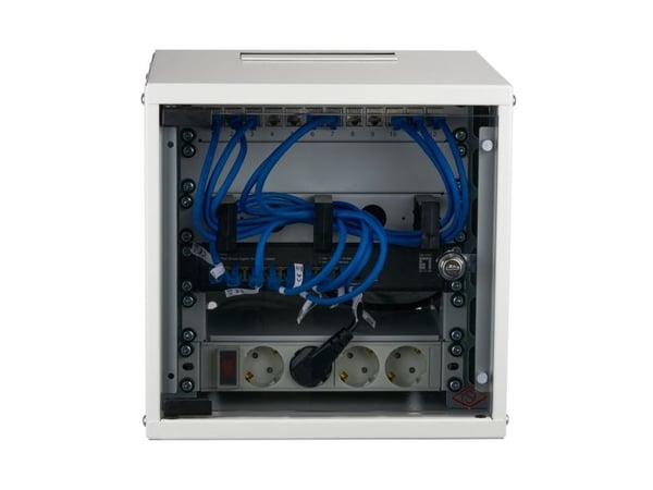 EFB Elektronik WGB-1006GR.30-SET1, Veggmonterbar hylle, 6U, 30 kg, Nøkkellås, Grå
