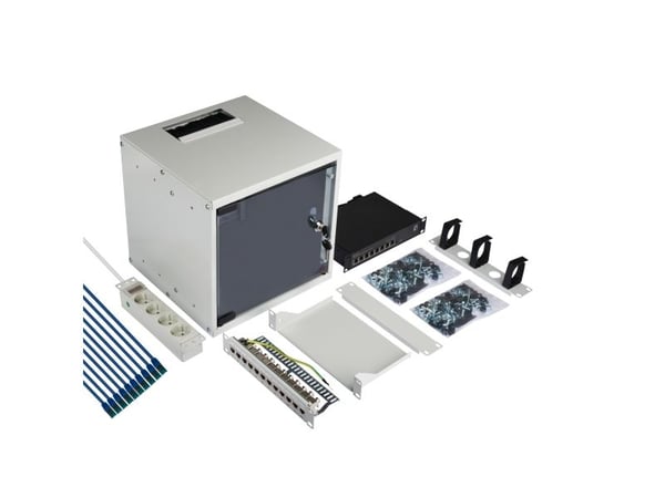 EFB Elektronik WGB-1006GR.30-SET1, Veggmonterbar hylle, 6U, 30 kg, Nøkkellås, Grå