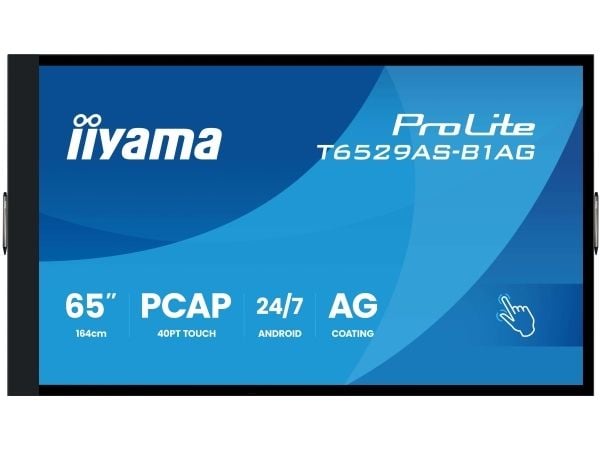 iiyama T6529AS-B1AG, Interaktiivinen litteäpaneeli, 163,8 cm (64,5"), LED, 3840 x 2160 pikseliä, Wi-Fi, 24h/vrk, 24/7