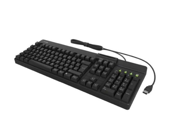 KeySonic KSK-8040U-CR, Full størrelse (100 og), Koblet med ledninger (ikke trådløs), USB, Membrannøkkelbryter, Sort