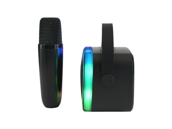 Streetz Karaokehøyttaler med trådløs mikrofon, 5W, BT 5.3, svart, 5 W, Trådløs, 10 m, USB Type-C, Bærbar monohøyttaler, Svart