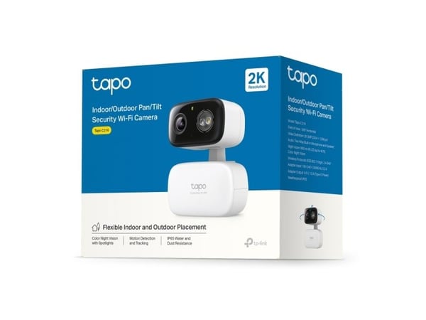 TP-Link Tapo C216, IP-sikkerhetskamera, Innendørs, Ledning & Trådløs, Amazon Alexa & Google Assistant, Tak/vegg/skrivebord, Hvit