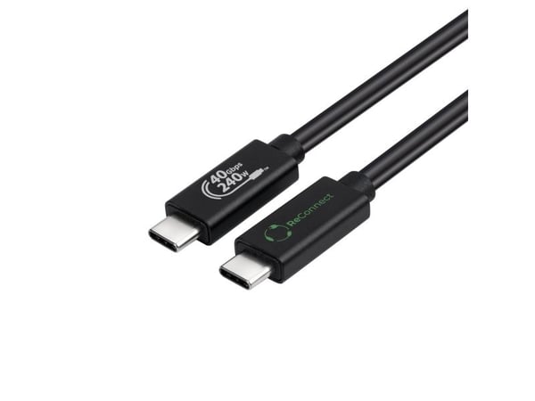 MicroConnect ReConnect - USB-kabel - 24 pin USB-C (hann) til 24 pin USB-C (hann) - USB4 Gen3x2 - 50 cm - USB Power Delivery (100 W), 5K 60Hz støtte...