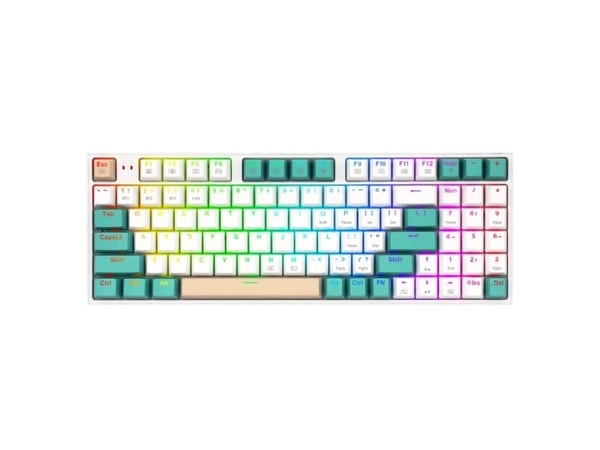 REDRAGON K643GWC-RGB-PRO Veigar Pro, Ledning & Trådløs, USB + RF Wireless + Bluetooth, Mekanisk nøkkelbryter, Hvit, Grønn