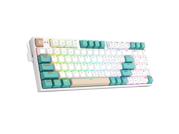 REDRAGON K643GWC-RGB-PRO Veigar Pro, Ledning & Trådløs, USB + RF Wireless + Bluetooth, Mekanisk nøkkelbryter, Hvit, Grønn