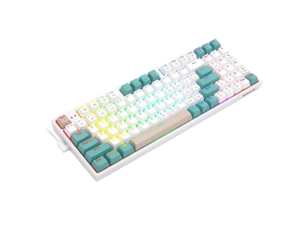 REDRAGON K643GWC-RGB-PRO Veigar Pro, Ledning & Trådløs, USB + RF Wireless + Bluetooth, Mekanisk nøkkelbryter, Hvit, Grønn