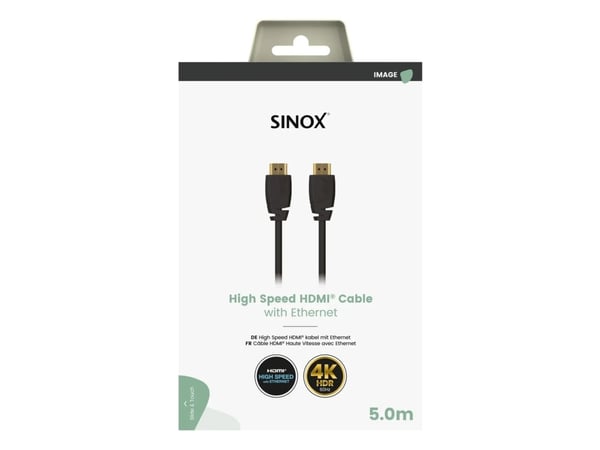 Sinox SOV03065, 5 m, HDMI Type A (Standard), HDMI Type A (Standard), 18 Gbit/s, Audio Return Channel (ARC), Black