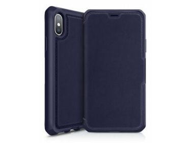 ITSKINS HYBRID // FOLIO - Lommebok for mobiltelefon - helnarvet lær - marineblå - 5.8" - for Apple iPhone X, XS