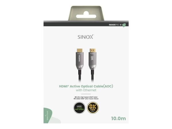Sinox SHD030710, 10 m, HDMI Type A (Standard), HDMI Type A (Standard), 3D, 48 Gbit/sek, musta, harmaa