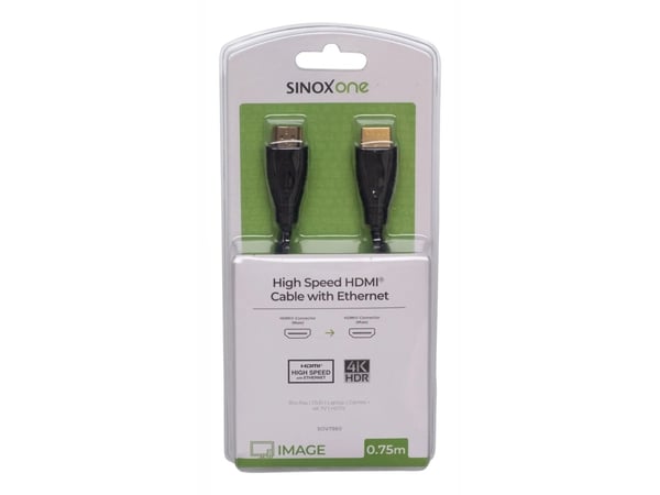 Sinox SOV7960, 0.75 m, HDMI Type A (Standard), HDMI Type A (Standard), 18 Gbit/s, Audio Return Channel (ARC), Black
