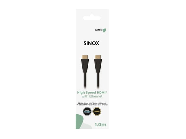 Sinox SOE03051, 1 m, HDMI Type A (Standard), HDMI Type A (Standard), 10.2 Gbit/s, Audio Return Channel (ARC), Black