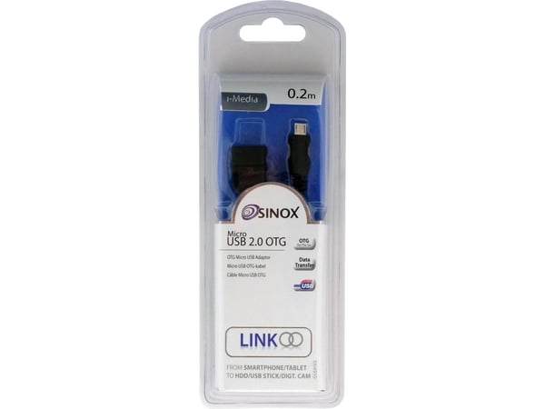 Sinox SXI4950, 0.2 m, Micro-USB B, USB A, USB 2.0, Black