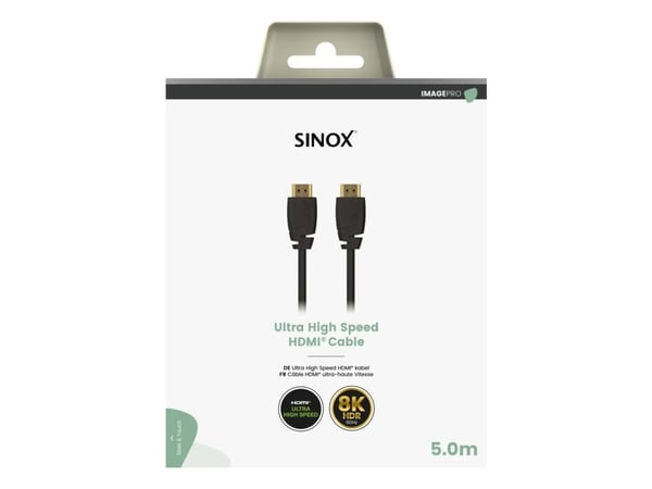 Sinox SXV03075, 5 m, HDMI Typ A (standard), HDMI Typ A (standard), 48 Gbit/s, Svart