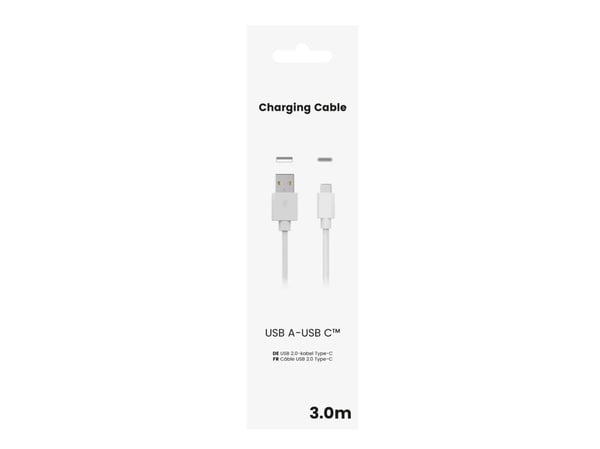 Sinox USB A - USB C -kaapeli. 3m. Valkoinen