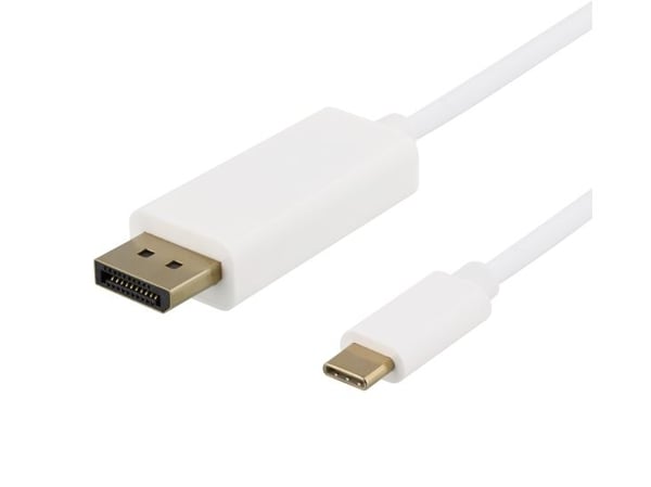 DELTACO - Adapterkabel - 24 pin USB-C (hane) till DisplayPort (hane) - DisplayPort 1.2 - 2 m - aktiv, stöd för 1080p, 4K60Hz UHD-stöd, upp till 21,...