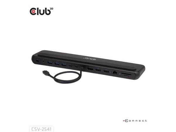 Club 3D - Dokkingstasjon - for skrivebord, bærbar - USB-C - 2 x HDMI, DP - 1GbE