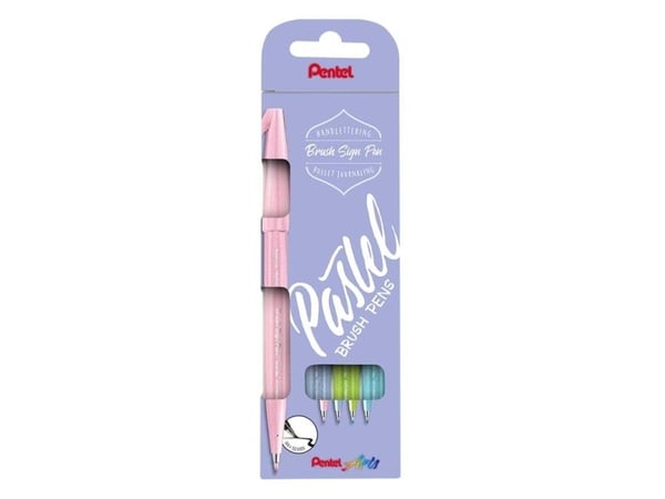 Fineliner Pentel SES15P-4 Brush Sign Pen PASTEL - (4 stk.)