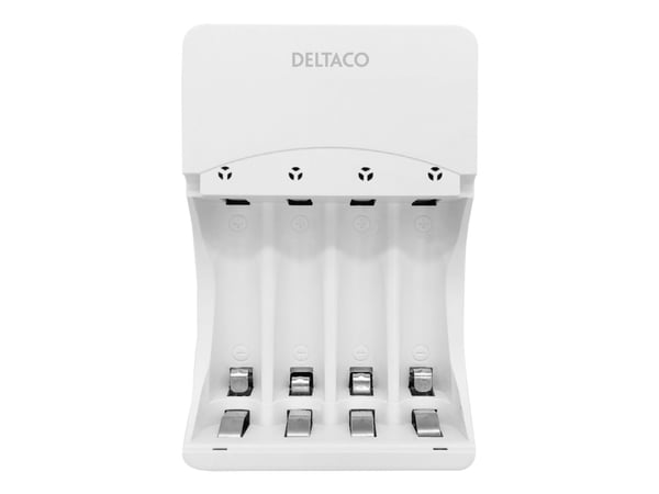 DELTACO Ultimate - Akkulaturi - (4xAA/AAA) - 4 x batterier lader op - hvid