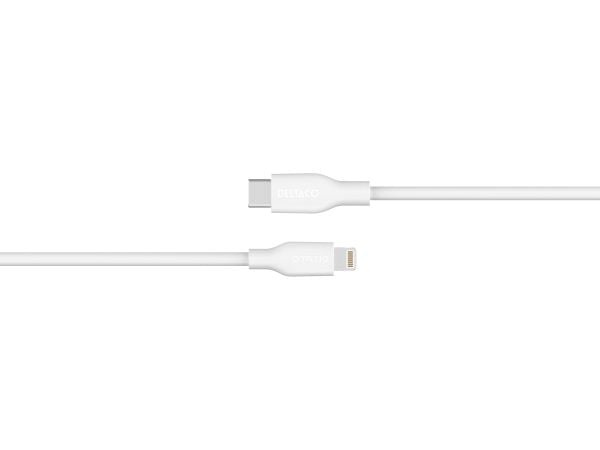 DELTACO - Lightning-kabel - 24 pin USB-C hann til Lightning hann - 2 m - MFI-sertifisert - hvit