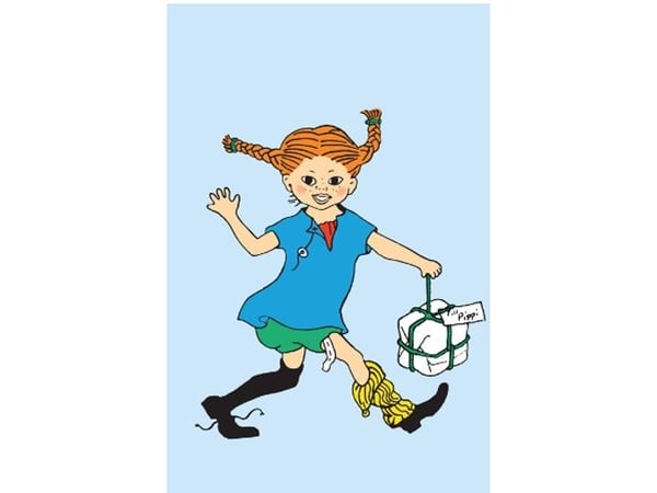 Pippi Långstrump - Gratulationskort med kuvert - Blå