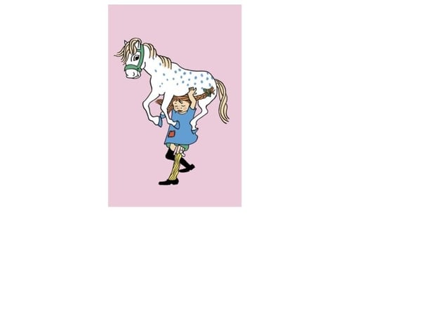 Pippi Langstrømpe - gratulasjonskort med konvolutt - Rosa
