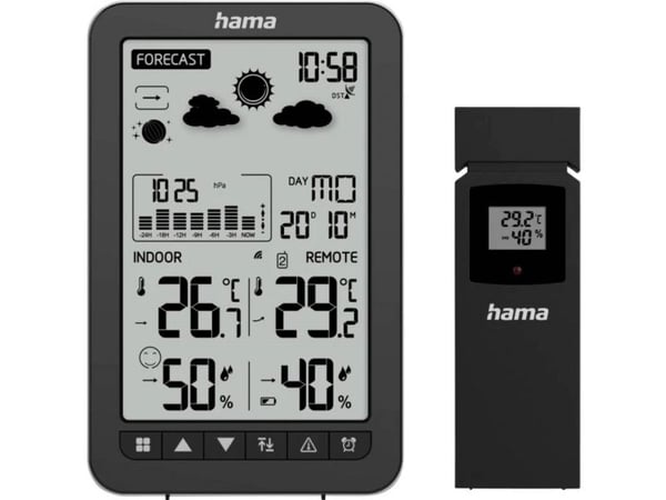 Hama Ko Samui, Svart, Inne Barometer, Inne hygrometer, Inne Termometer, Utendørs Fuktighetsmåler, Utendørs Barometer, Barometer, Hygrometer, Termom...