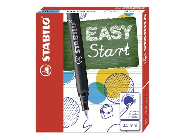 STABILO 6890/041-20, Blå, Medium, Plast, 0,5 mm, Rollerpenner, 20 stykker