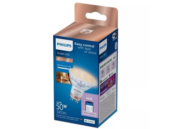 Philips Kohdelamppu 50 W PAR16 GU10, Wi-Fi/Bluetooth, Wi-Fi 4 (802.11n), 802.11b, 802.11g, LED, GU10, PAR16, 2700 K
