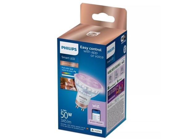 Philips Spot 50 W PAR16 GU10, Wi-Fi/Bluetooth, Wi-Fi 4 (802.11n), 802.11b, 802.11g, LED, GU10, PAR16, Multi