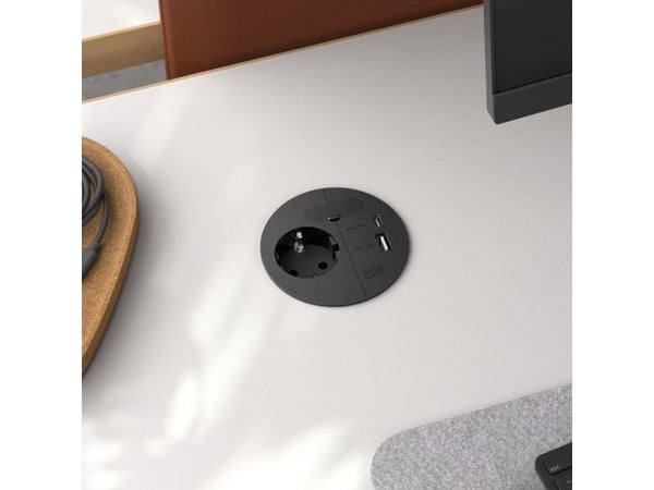 Bachmann Loop in Charge, Type E + USB A + USB C, CEE 7/3, 2P, Sisäinen, musta, IP20