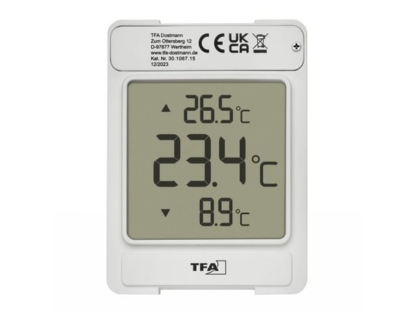 TFA-Dostmann 30.1067.15, Elektronisk miljøtermometer, Utendørs, °C, -25 - 70 °C, Digitalt, Grå