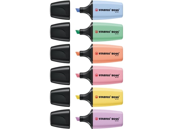 STABILO BOSS MINI Pastellove overstrykningspenn assorterte farger, 6 stk (07/6-2-01)